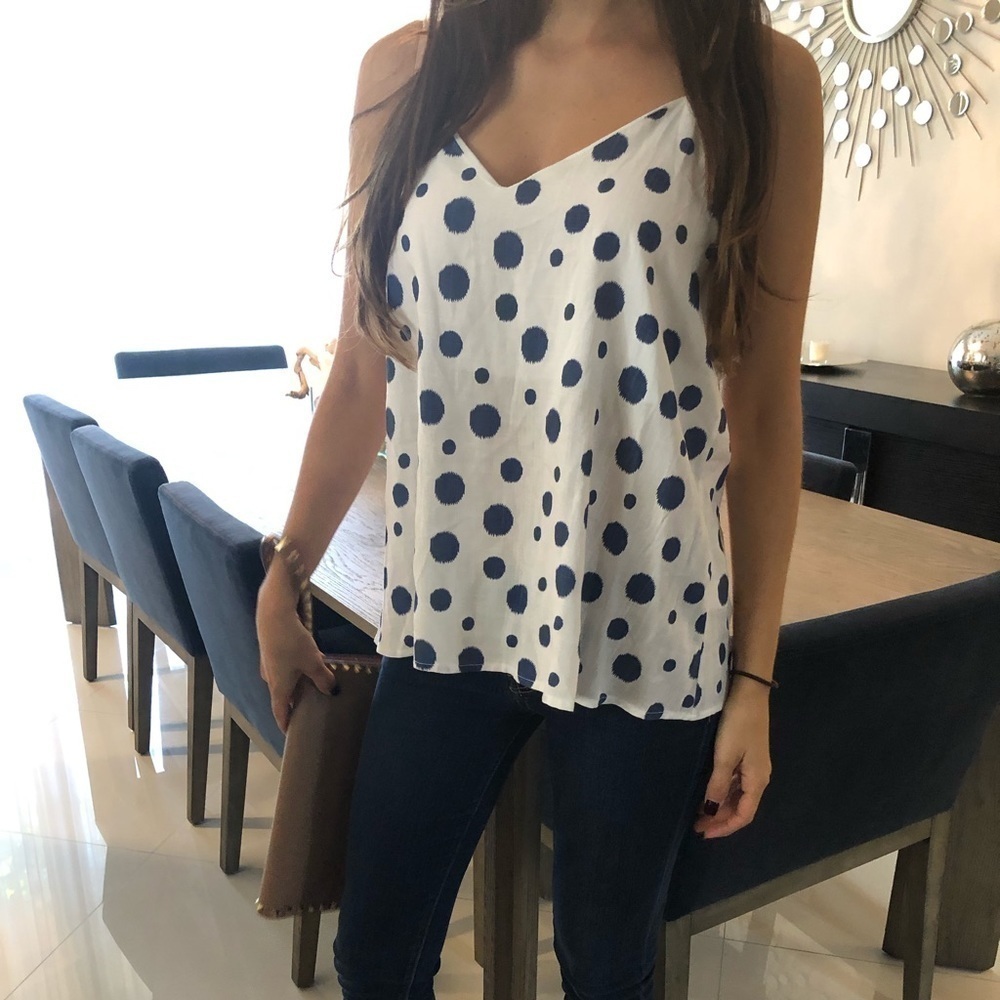 LA Style Blue and White Flowy Tank
